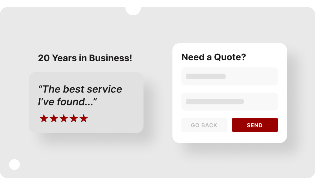 Quote form with social proof